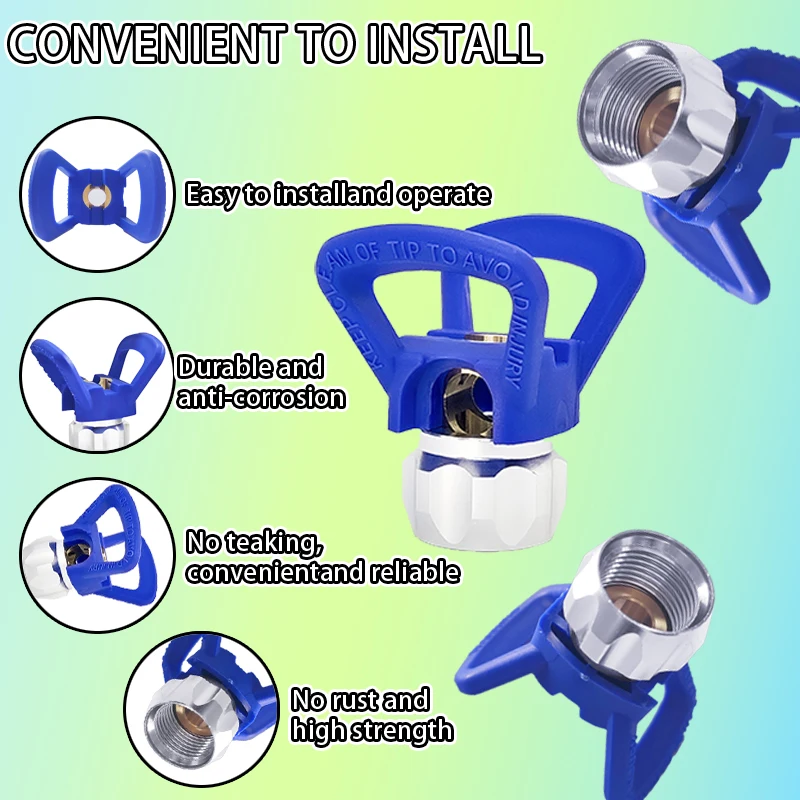 4 Airless Paint Sprayer Nozzle Bases, Airless Spray Gun Assembly Spray Nozzle Tools, Compatible with Airless Sprayer Paint Universal Replacement Parts (Including 2 Red Bases + 2 Blue Bases) image 3
