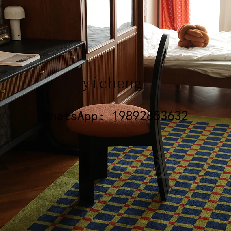 ash wood matte black soft bag seat cushion solid wood dining chair back chair book desk chair household