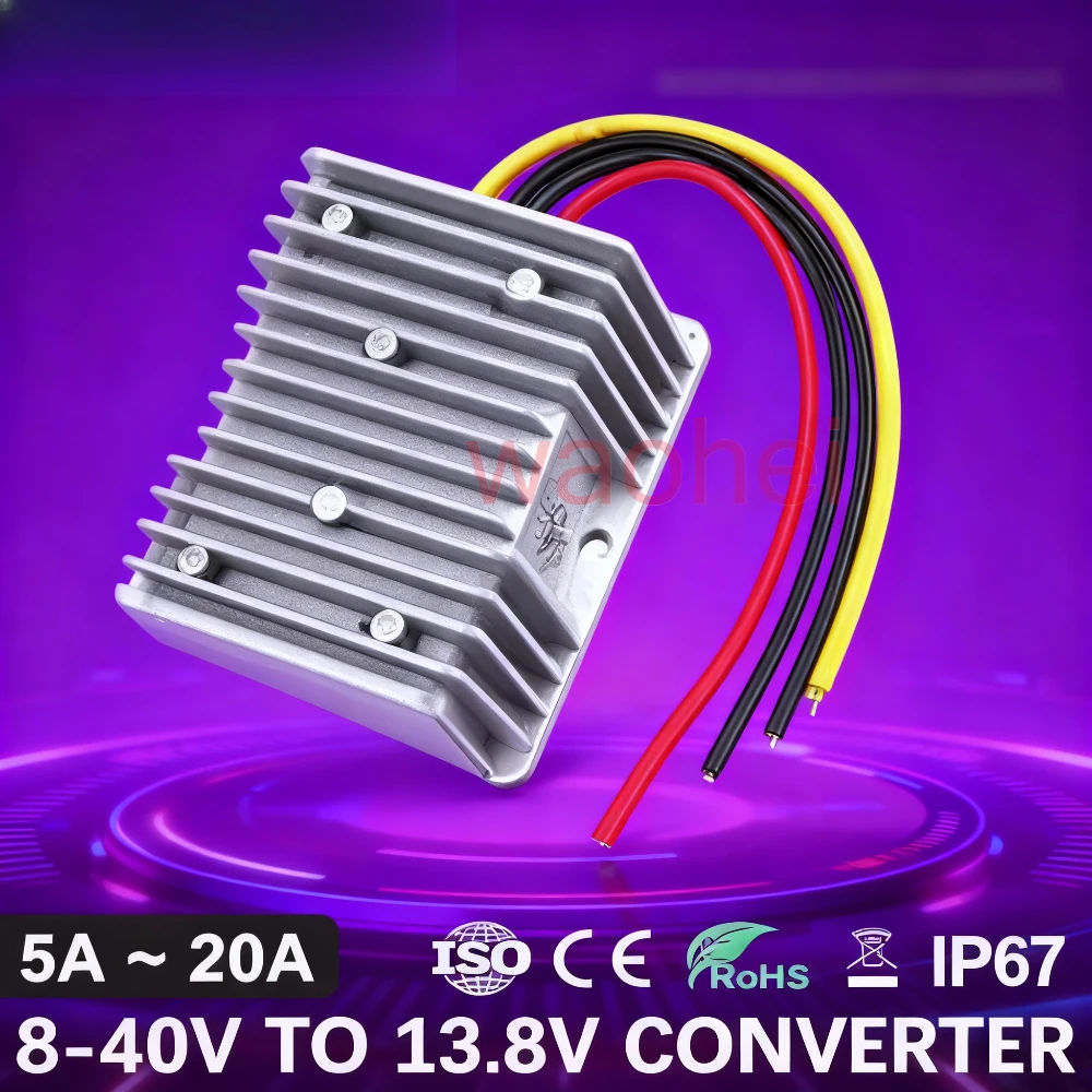 

8-40 В до 13,8 В 5A 10A 15A 20A DC Boost Buck преобразователь мощности повышающий понижающий стабилизатор напряжения для автомобилей солнечный CE