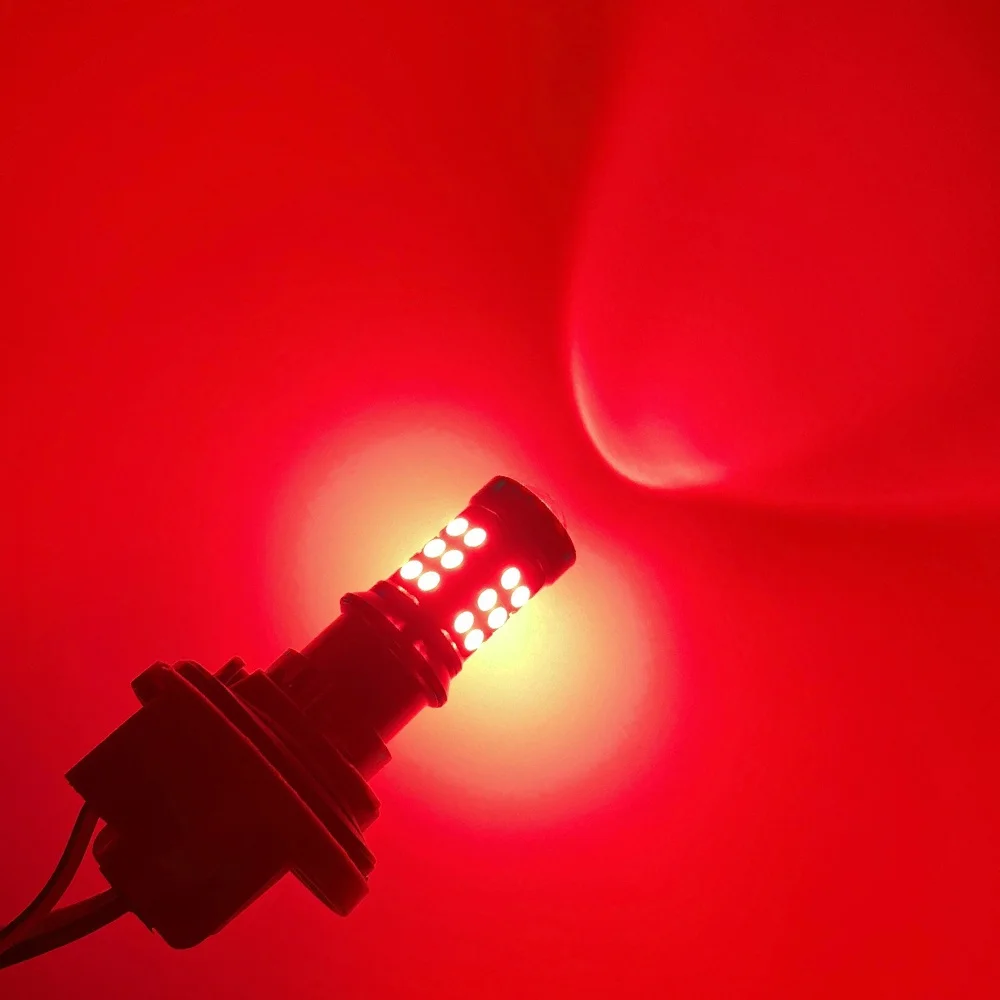 2Pcs 27SMD Red 1157 1156 T20 W21W LED Strobe 5 Times Stop Bulbs Tail Blinking Light Turn Signal Lamp Brake Light Driving Light