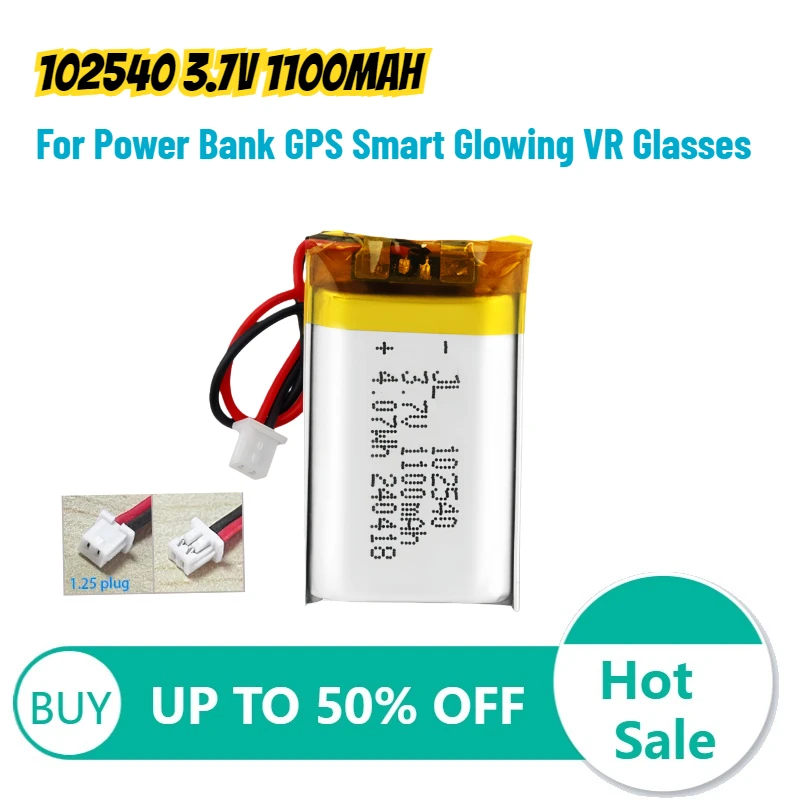 

102540 3.7V 1100mAh Polymer Lithium Battery for Power Bank GPS Smart Glowing VR Glasses Ordering Machine Baterias Recargables