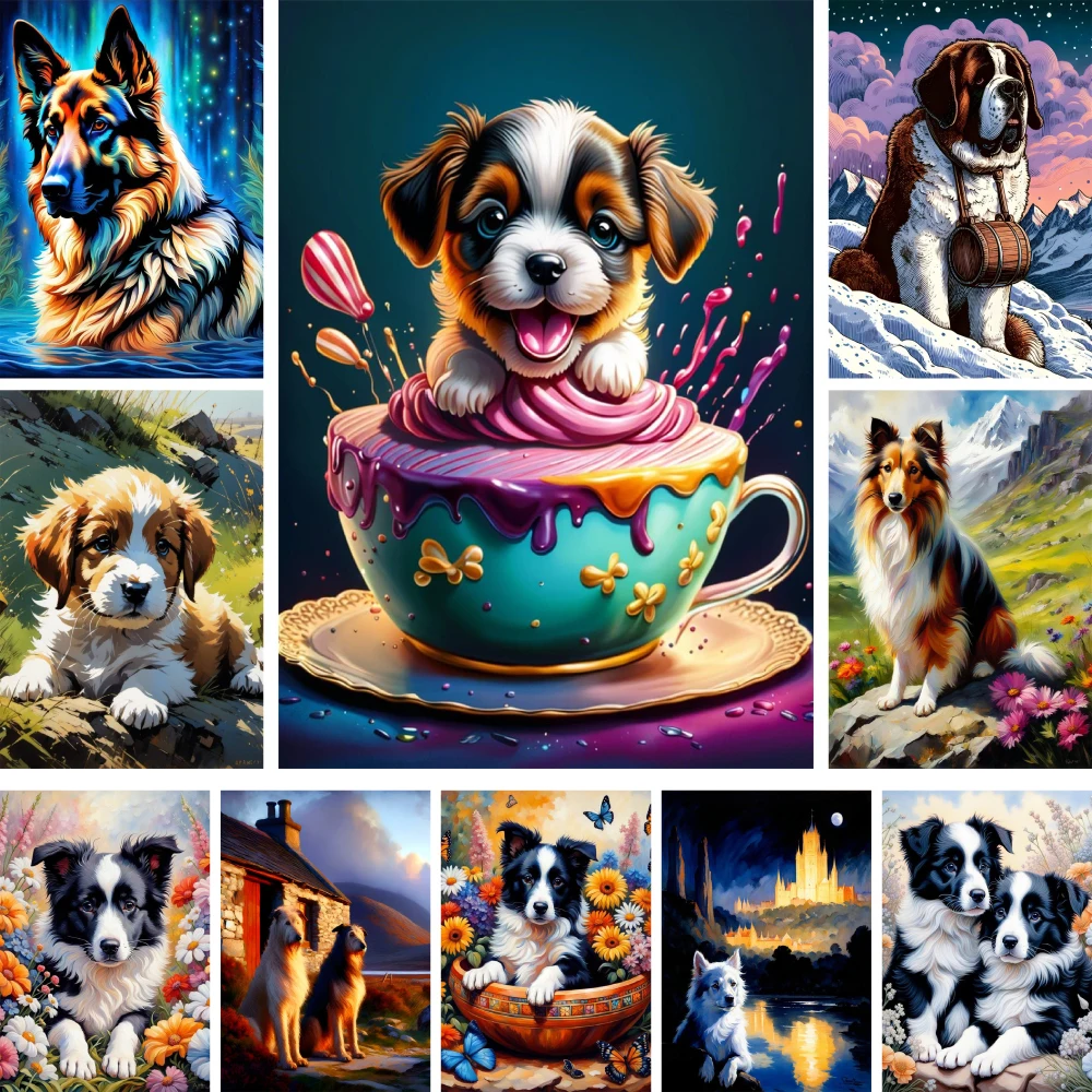 Tier Hund Grenze Collie Kreuz stich komplettes Kit DIY Stickerei Handarbeit Handwerk Handarbeit handgemachte Nadel anderes Geschenk