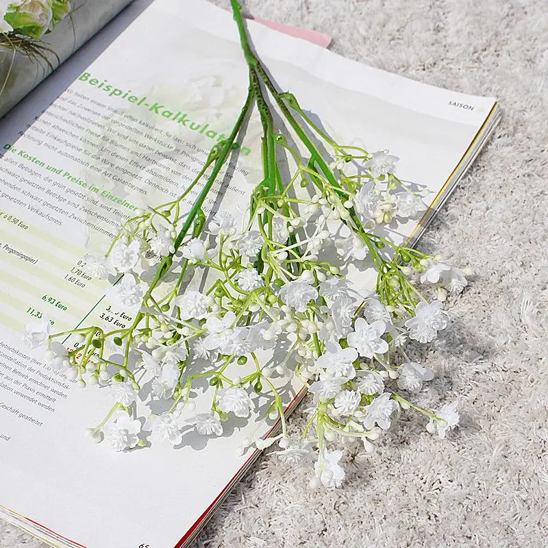 Künstliche Blumen Gypsophila Hochwertige Hochzeitsbrautstrauß Outdoor Garten Heim Zimmer Tisch Vase Deko Muttertag DIY Geschenk – Detail 3