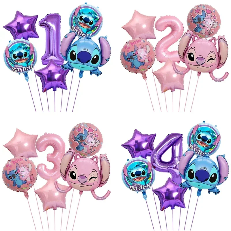 1 Set Disney Lilo&Stitch Theme Party Balloon Cute Stitch Aluminum Foil Balloon Set for Boys and Girls Birthday Decoration Toys