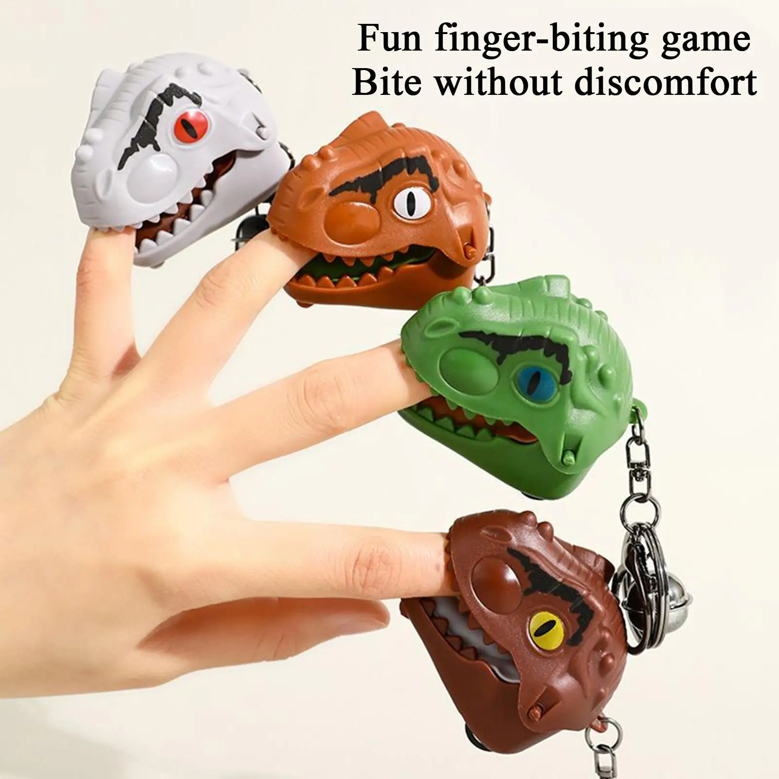 Lindo llavero realista de dinosaurio, colgador de mochila versátil y a la moda, llavero de Animal bonito para morder el dedo, regalo de viaje