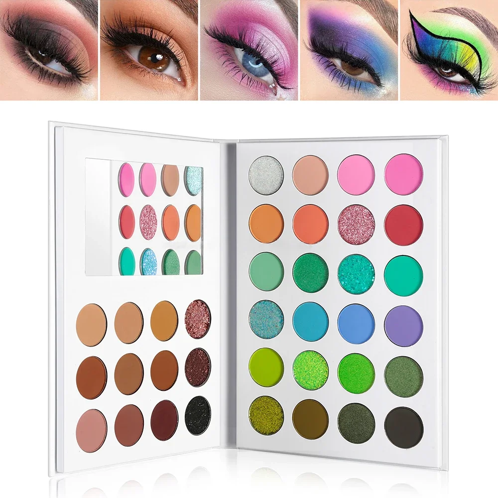 36 Colors Book Eyeshadow Palette Private Label Folding Three-dimensional Vegan Eye Shadow Matte Glitter Makeup Custom Wholesale