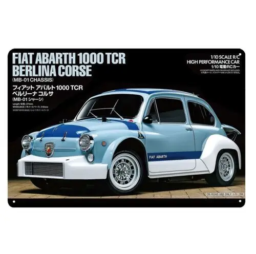 Metal Poster Vintage Rc Car Tin Sign Plaque Tamiya Abarth Mb01 Boxart