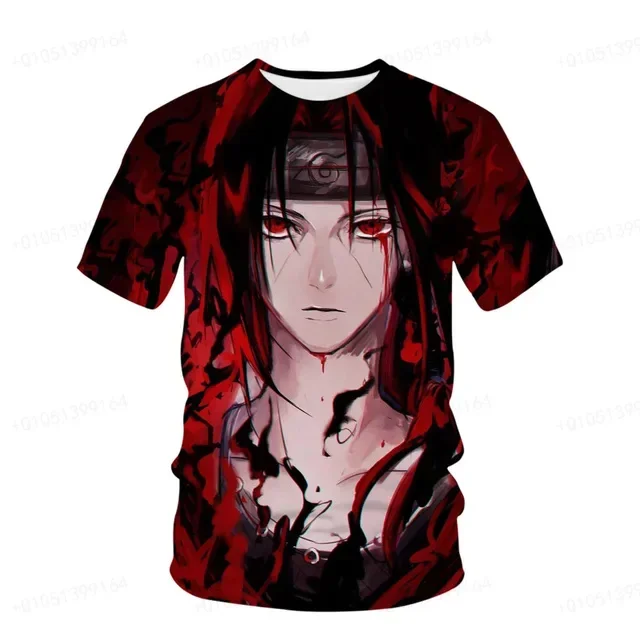 Naruto Shippuden Men's T-shirt Sasuke Boy Girl T-shirt 3D Print Akatsuki Short Sleeve MINISO Men's T-shirt Kakashi Mens Clothing