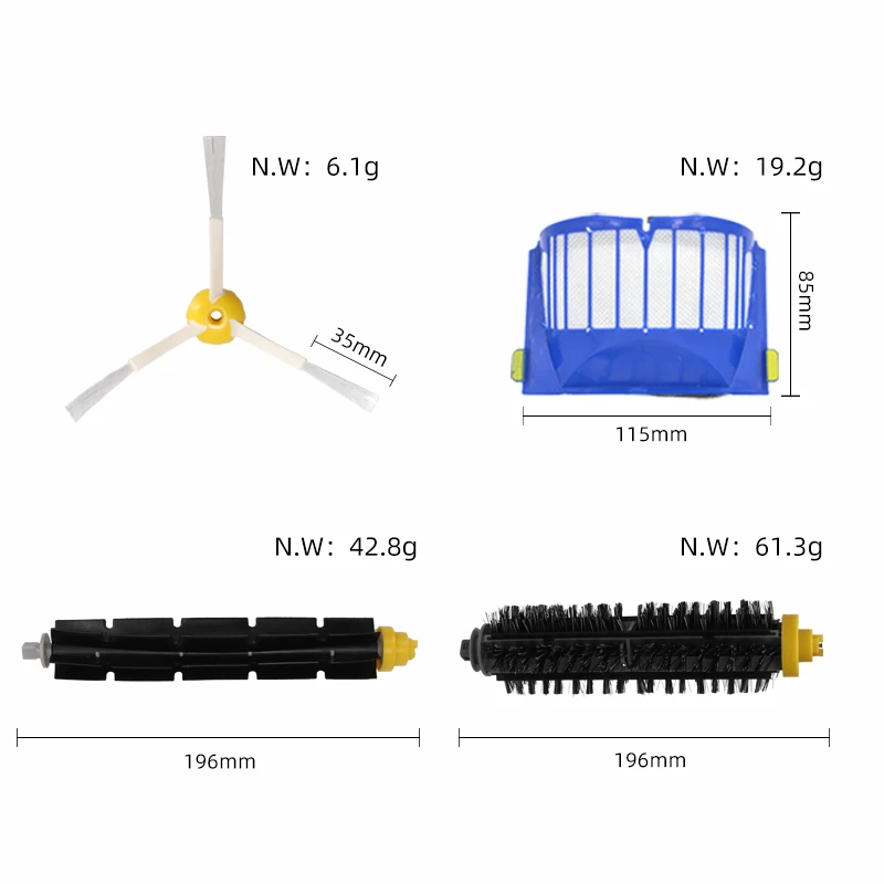 Kit de pièces de rechange pour iRobot Roomba série femelle, aspirateur, batteur, brosse à poils, filtre Aero Vac, brosse latérale, 610, 620, 625, 630, 650, confid