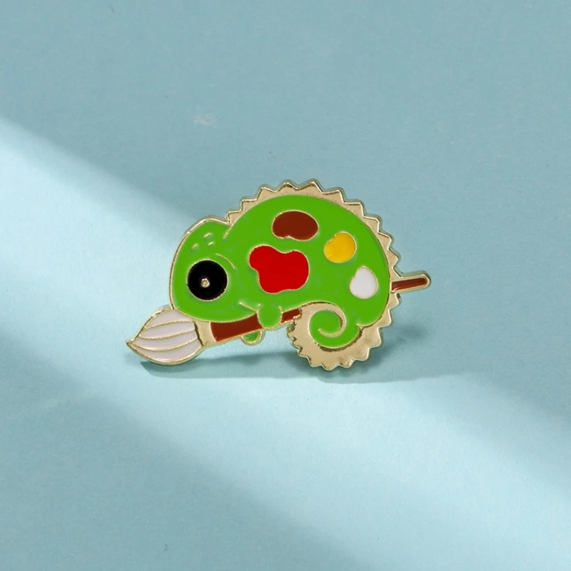 New Style Cute Cartoon Chameleon Brooch Creative Design Metal Badge Pin For DIY Clothing Bags Shoes Hat Scarf Jeans Accessories