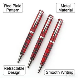 Office Pen Red Line Pattern Metal BallPoint Pen Student Stationery Office Supplies Pens for Writing