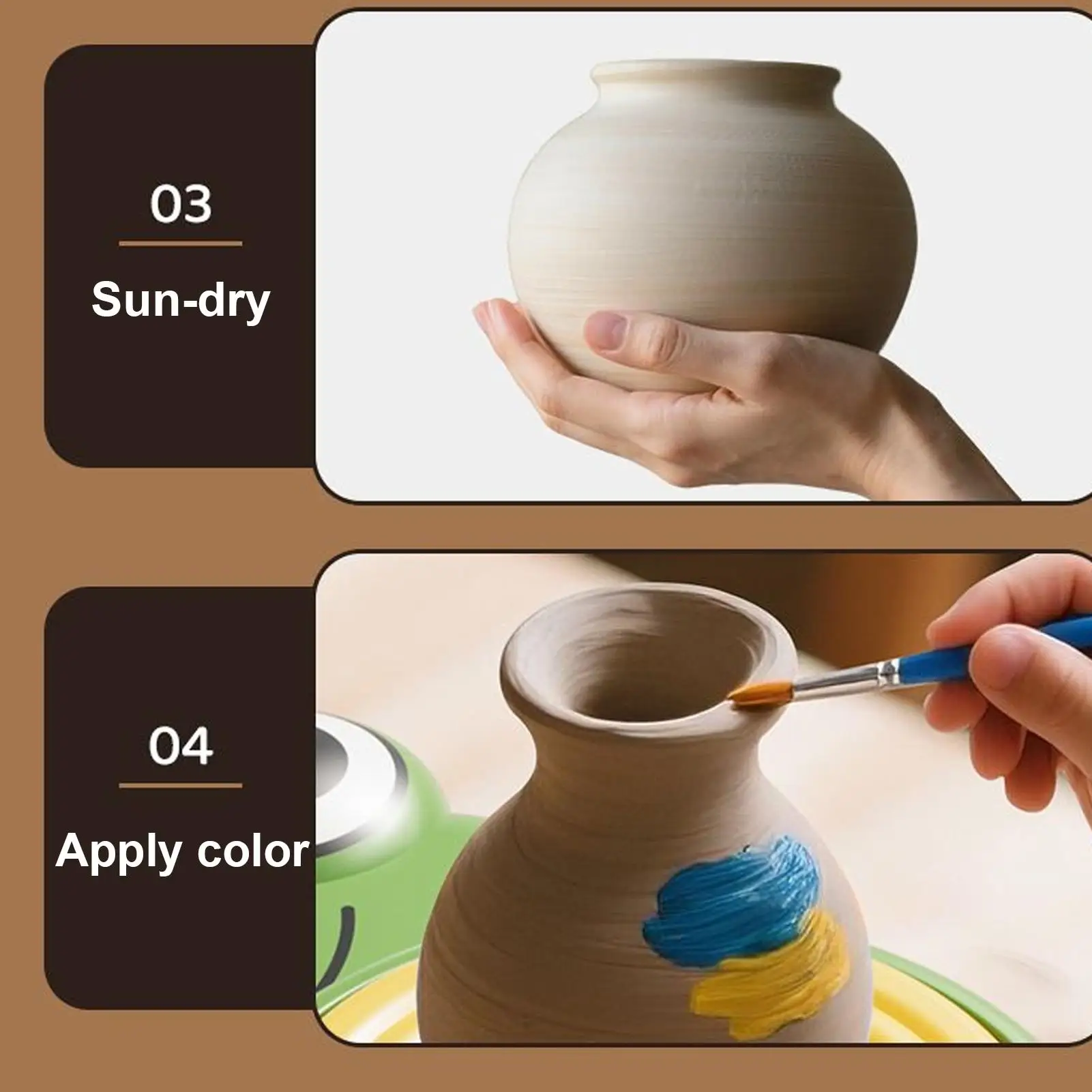 초보자를 위한 도자기 휠 작은 도자기 만들기 키트 초보자를 위한 교육용 점토 조각 도구 소녀 소년