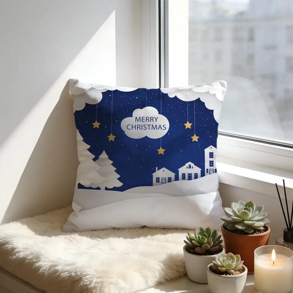 

Blue And Green Snowflake Christmas Cushion Cover Cozy Velvet Throw Pillow,Soft Warm Cushion For Sofa & Bed