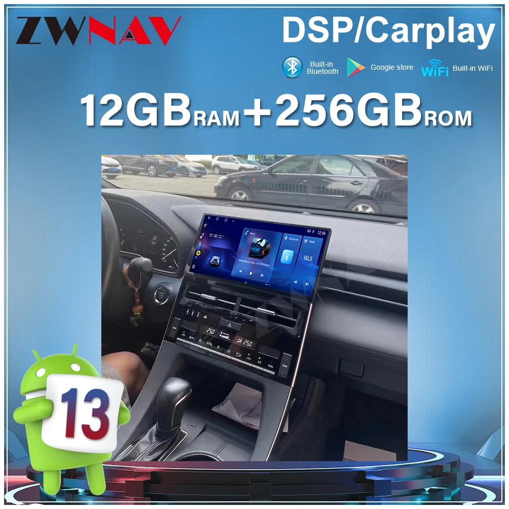 

12,0-дюймовый сенсорный экран Android 13.0 для Toyota Avalon 2019-2021, GPS-навигация, CarPlay, мультимедийный проигрыватель, радио, беспроводное головное устройство