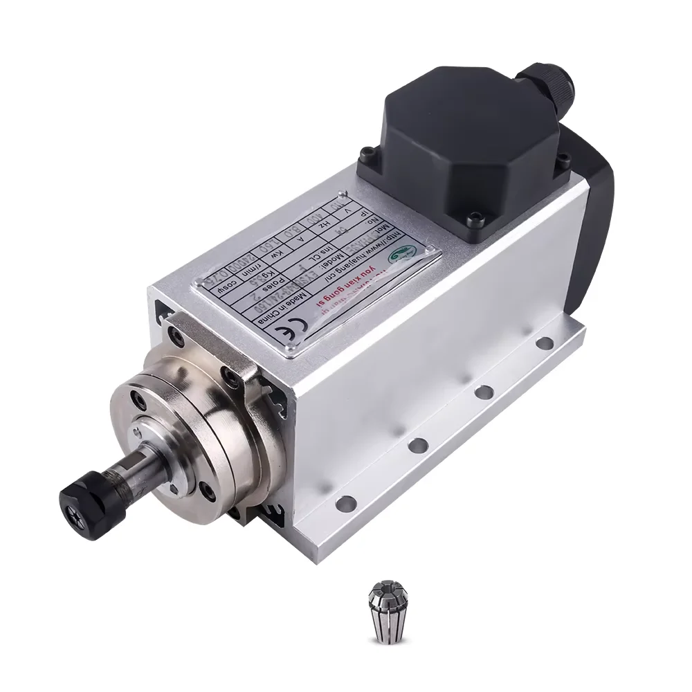 1.5kw Air-cooled Square Spindle Motor 110V/220V 24000rpm ER11 Runout-off 0.01mm Ceramic Bearing Air Cooling Spindle For CNC