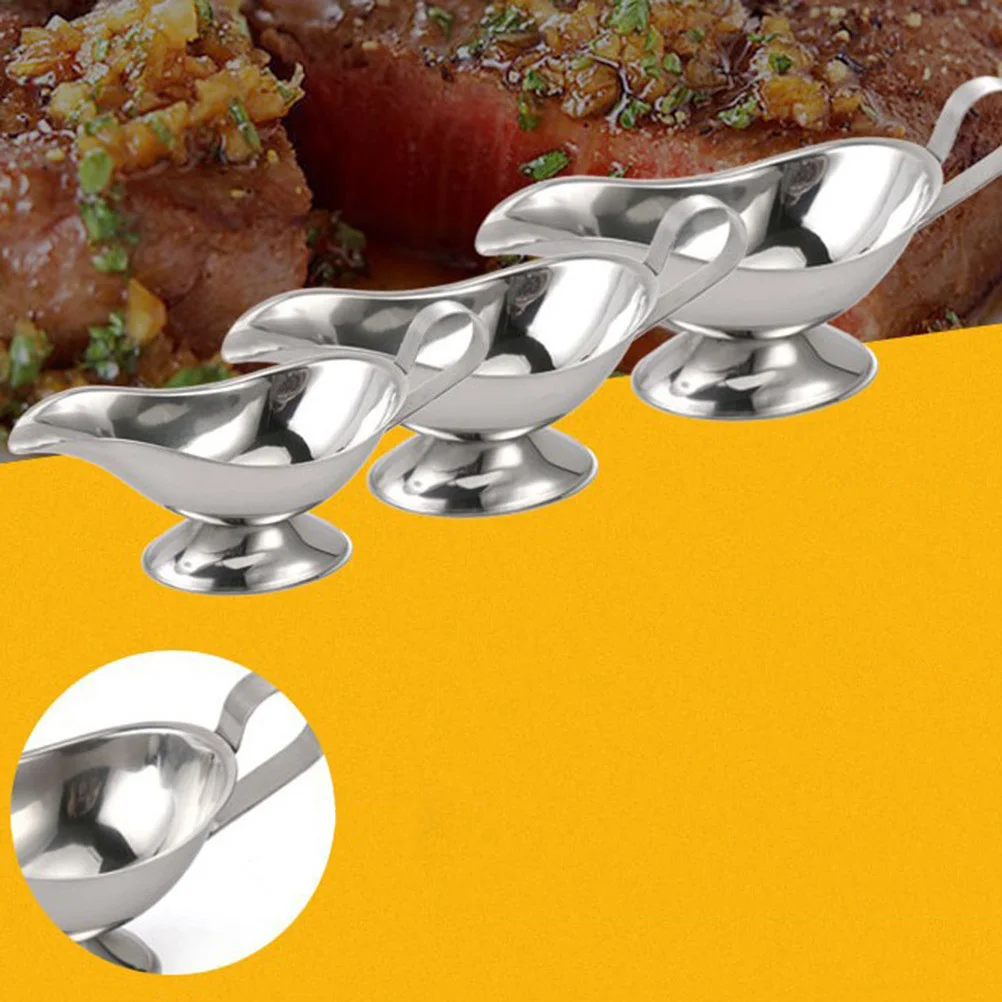 

Stainless Steel Sauce Boat 5 Ounce Rustproof Gravy Container For Kitchen Dining Hotel Restaurant Use Juice Pourer Dish