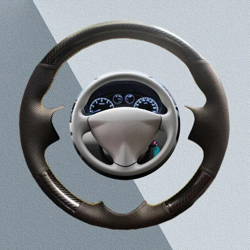 

Изготовленный на заказ кожаный чехол на руль автомобиля из углеродного волокна для Nissan Tiida Sylphy Sentra Versa Note 2014-2017, аксессуары для салона автомобиля