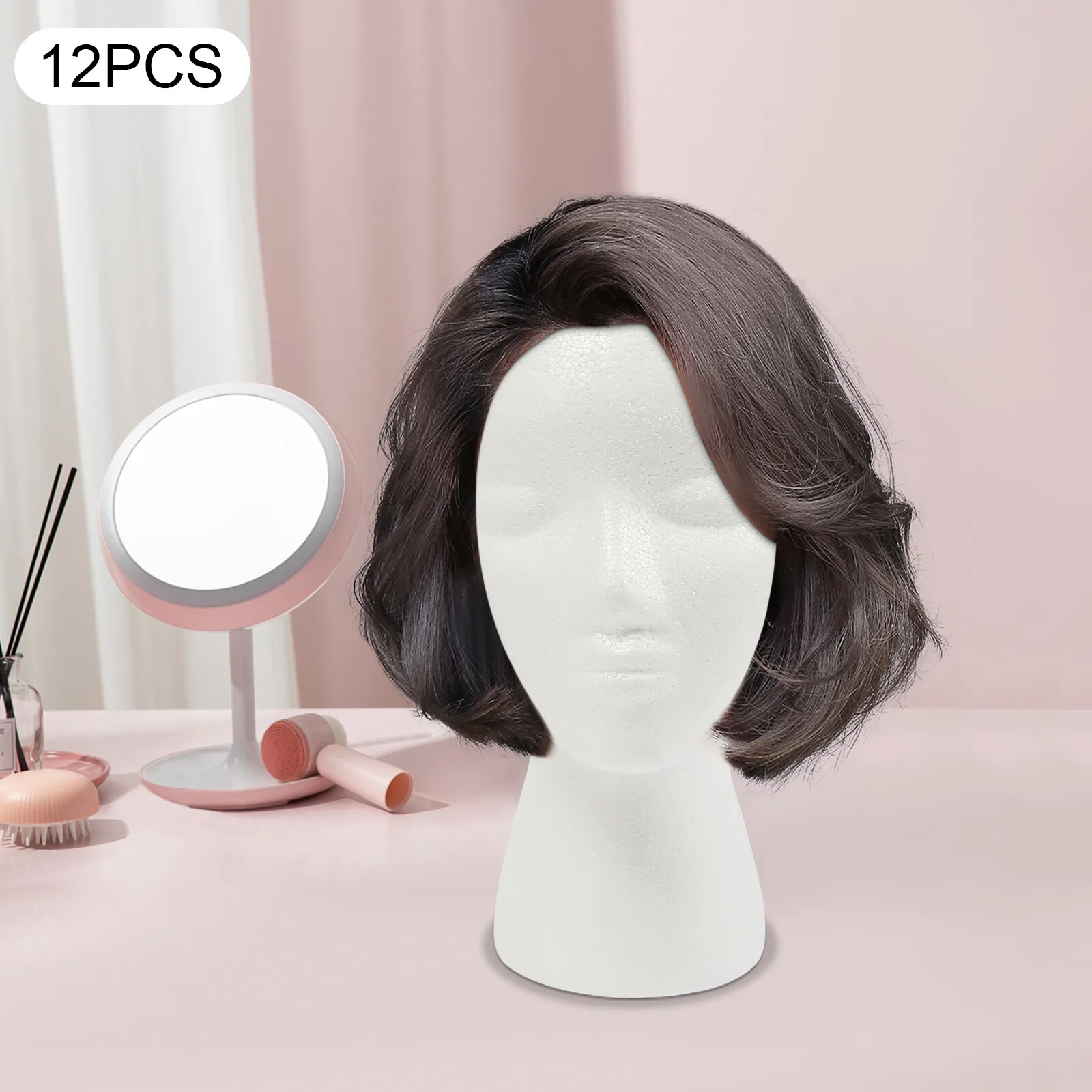 

Mannequin Head 12-Piece Set Display Headform for Wig Making Hairstyling Makeup Practice Training