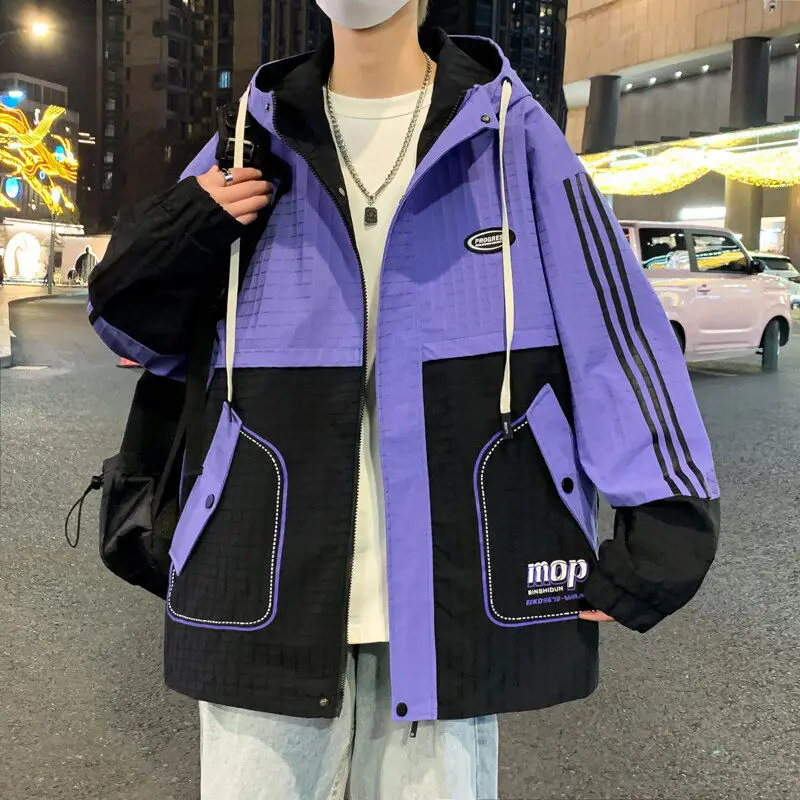 

Casual Hooded Jaet Men's Spring Autumn Loose Workwear Jaet Trendy Brand Youth American Windbreaker Polyester Fiber Long S...