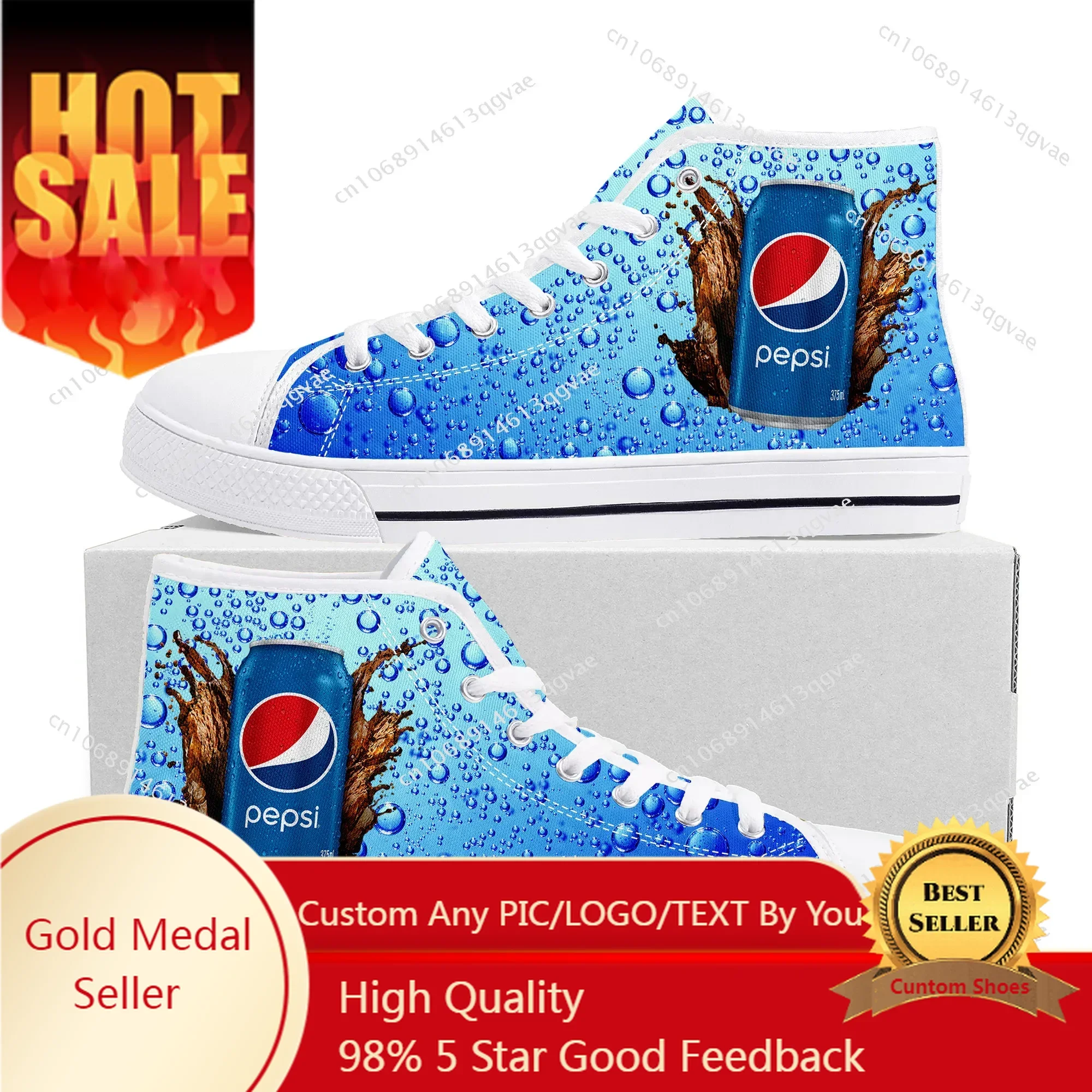 

P-Pepsi-Cola High Top High Quality Sneakers Mens Womens Teenager Canvas Sneaker Casual Couple Shoes Custom Made Shoe White