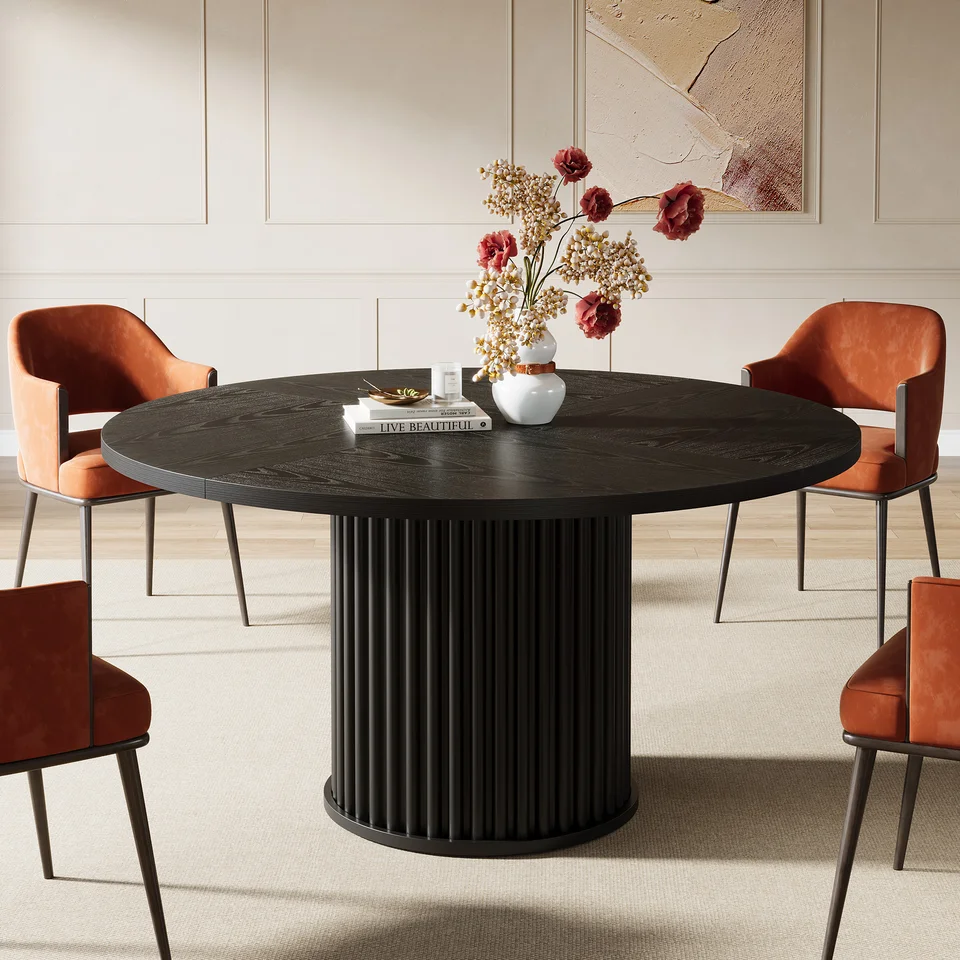 Tribesigns Black Round Dining Table for Modern Homes