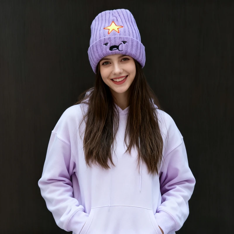 1 قطعة قبعة صغيرة شتوية دافئة من الصوف الأرجواني ، قبعة صوفية للرجال والنساء ، أغطية جمجمة مطرزة ، قبعة محبوكة من الأكريليك لحماية الأذن #3