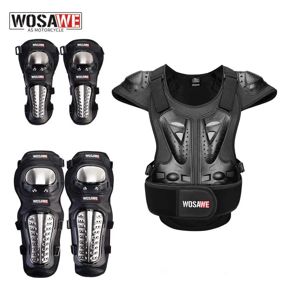 

WOSAWE Motorcycle Armor Chest Back Protector Vest Racing Jacket Motorcycle Clothing Set Protection Kit