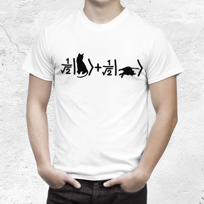 Funny Schrödinger's Cat Quantum Physics Men's T Shirt Women Tee Spring Summer Humor Novelty Streetwear Oversize Cotton Loose Top