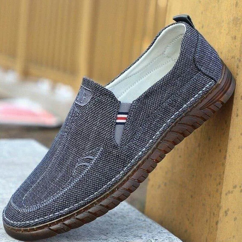 Soft Bottom Flax Men's Casual Shoes Comfortable Work Footwear Beijing One-Step Traditional Cotton Slippers Middle-Aged And El...
