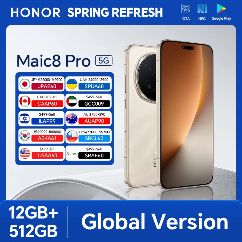 2026 New HONOR Magic8 Pro Global Version 12GB+512GB 6.71'' 120Hz OLED Screen 200MP Cameras 7100mAh 100W SuperCharge Android 16