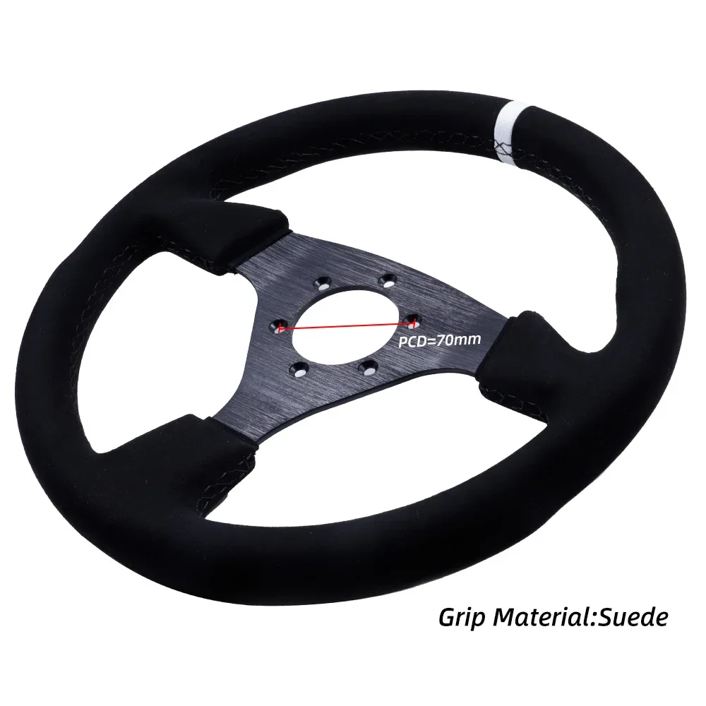 330mm Sport Steering Wheel Flat Suede Car Drift Sim Racing Steering Wheel Control 70mm/PCD 6061-T6