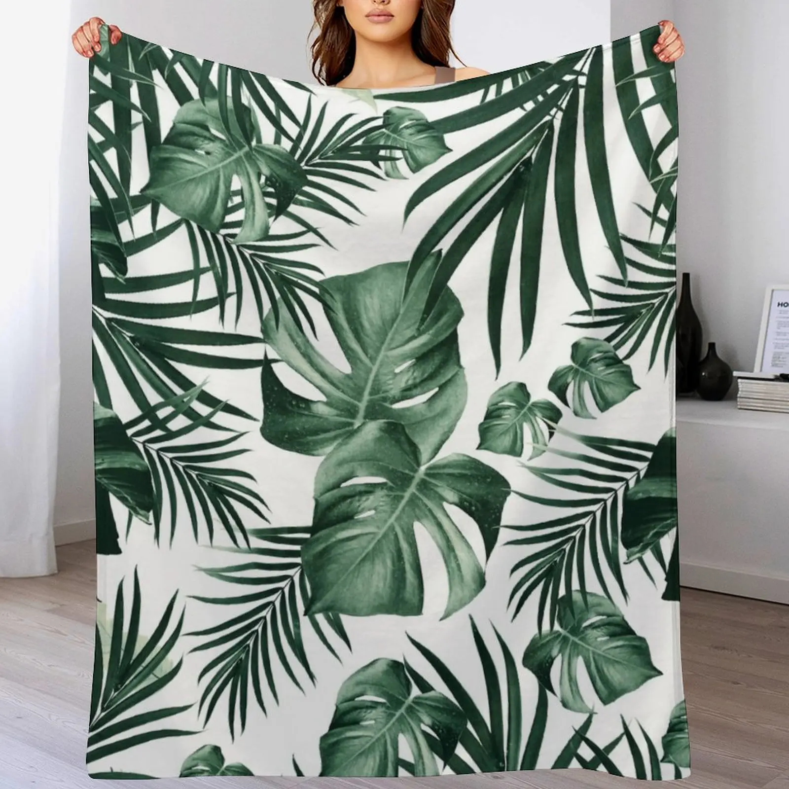 

Tropical Jungle Leaves Pattern #4 (2020 Edition) #tropical #decor #art Throw Blanket Bed covers Comforter Hair Blankets