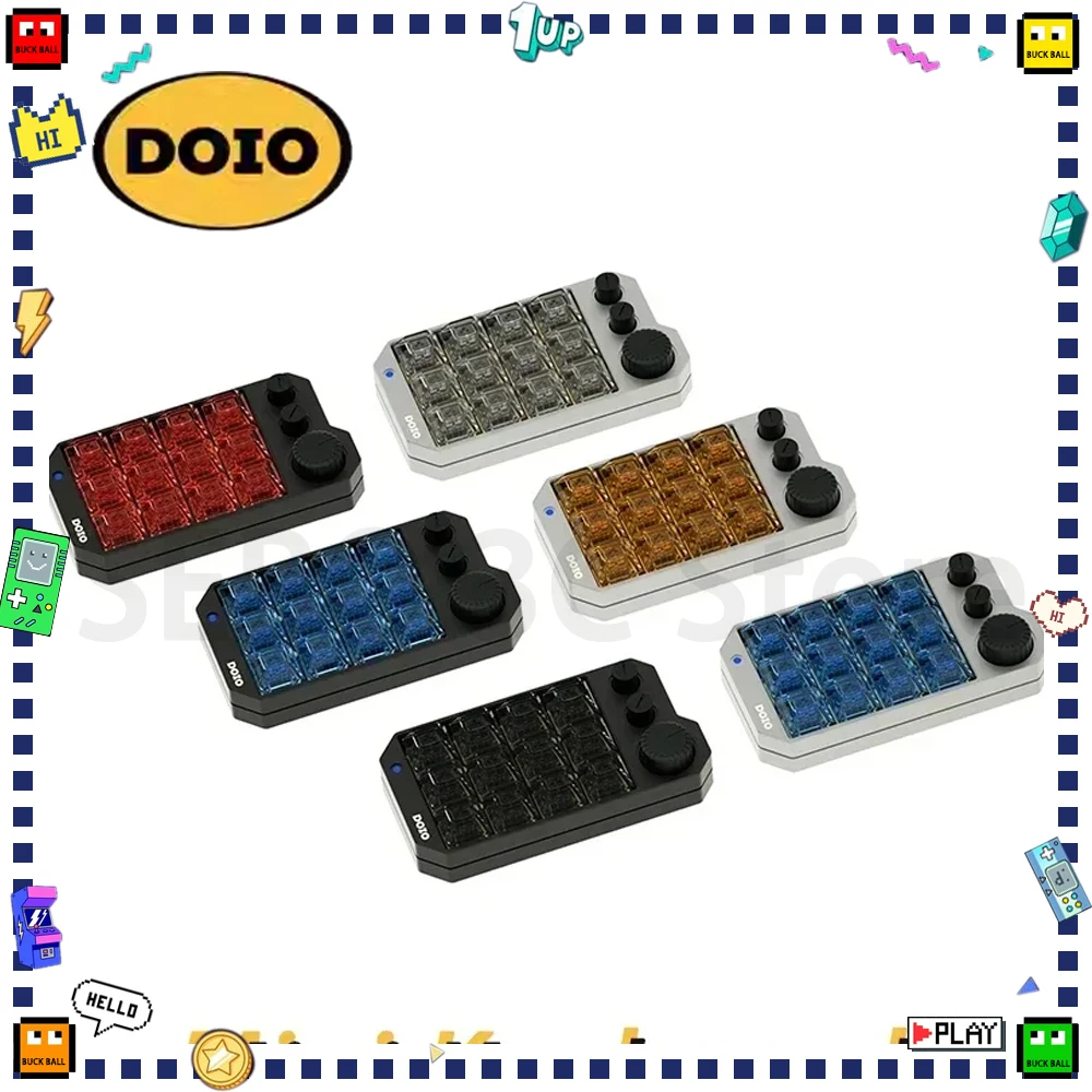 

DOIO KB12-02 Mini Keyboard 12 Keys Hot Swap Three Customize Knob Aluminium Alloy Designer Mechanical Keyboard RGB QMK VIA Office