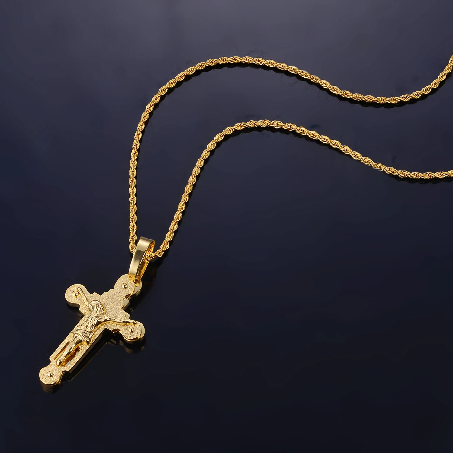 

SDA Stainless Steel Jesus Cross Pendant Necklace Retro Punk Personality