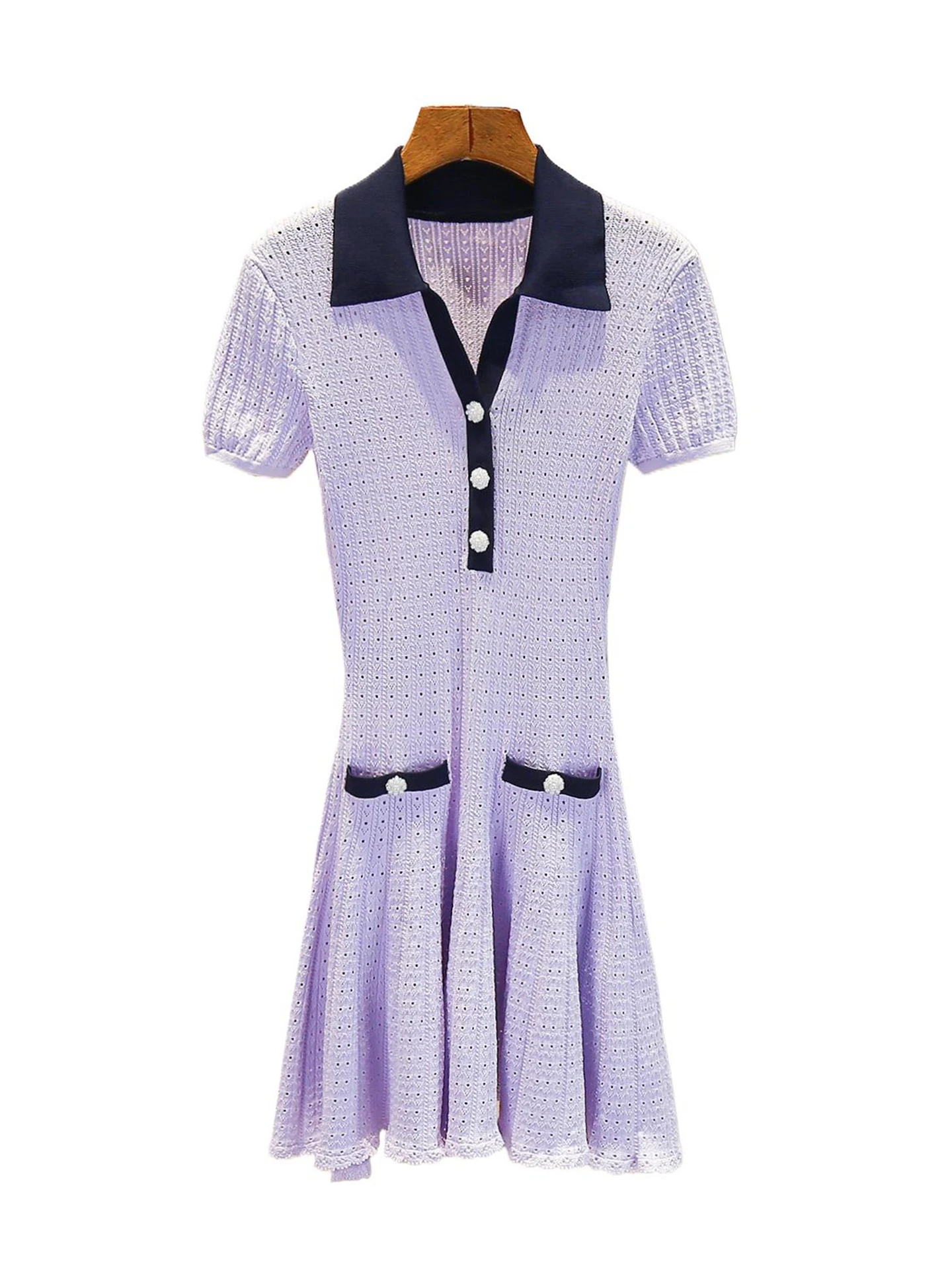 SP Home South Oil High-End-Damen-Lila-Strickrock mit Wickeltaille Dr. Sommer Ele Sle Pendeln Einfacher A-Linien-Rock mit hoher Taille