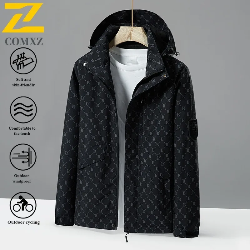 

COMXZUnisex Windbreaker Thin Waterproof Windproof Detachable Hood Outdoor Jacket for Hiking Camping Fishing Spring Autumn Trendy