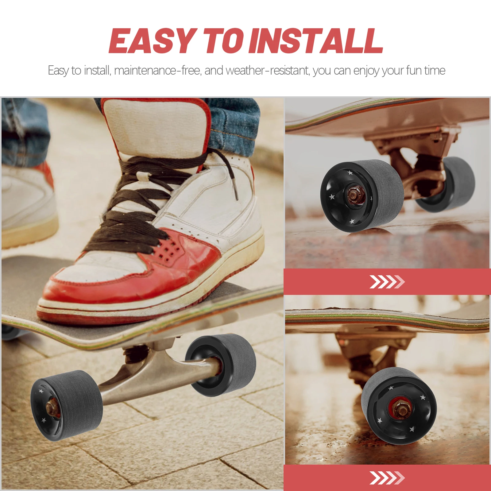 مجموعة عجلات لوح التزلج طويلة الأمد، أسطوانة من مادة البولي يوريثين عالية الأداء للممارسة اليومية والتزلج على الشوارع والرياضات الخارجية المحمولة #3