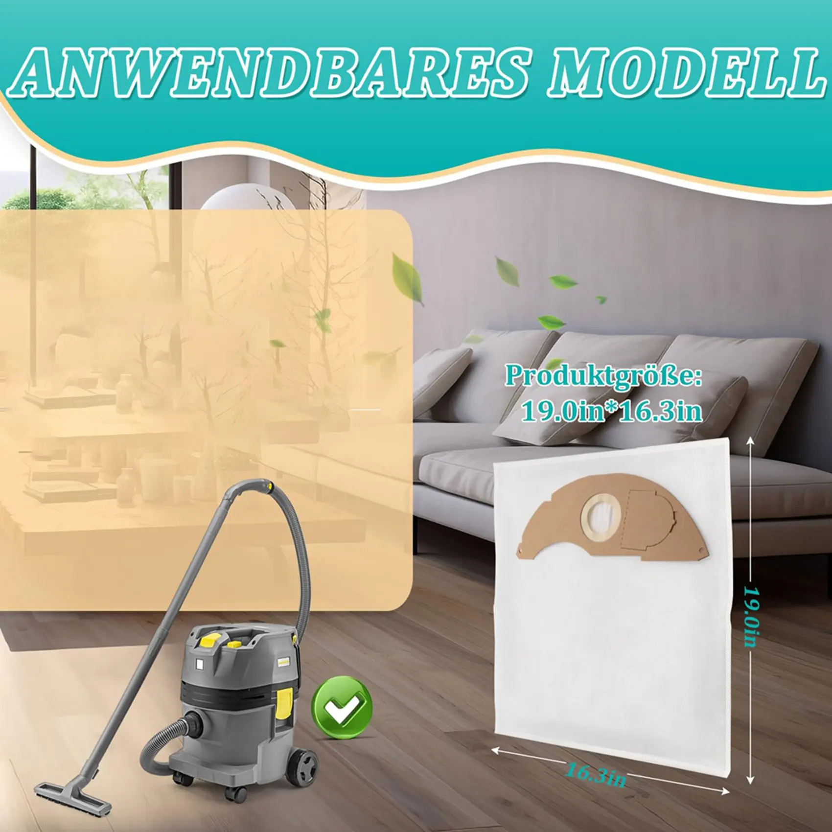 

【PASSIONE】16 упаковок пакетов для пылесосов Karcher NT 22/1, сменные пакеты для пылесосов, аксессуары для пылесосов