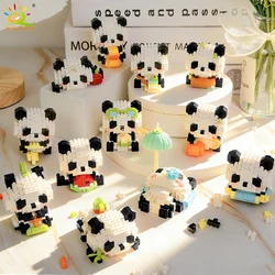 HUIQIBAO Mini Cute Panda Micro Building Blocks 3D Diamond Model Animal Bricks DIY City Construction Toys for Children Kids Gift