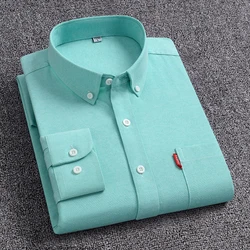 Men Shirts Long Sleeve 100 Cotton Short Sleeve Shirts Men 5XL Casual Oxford with Pocket White Shirt Men Long Sleeve Slim Fit