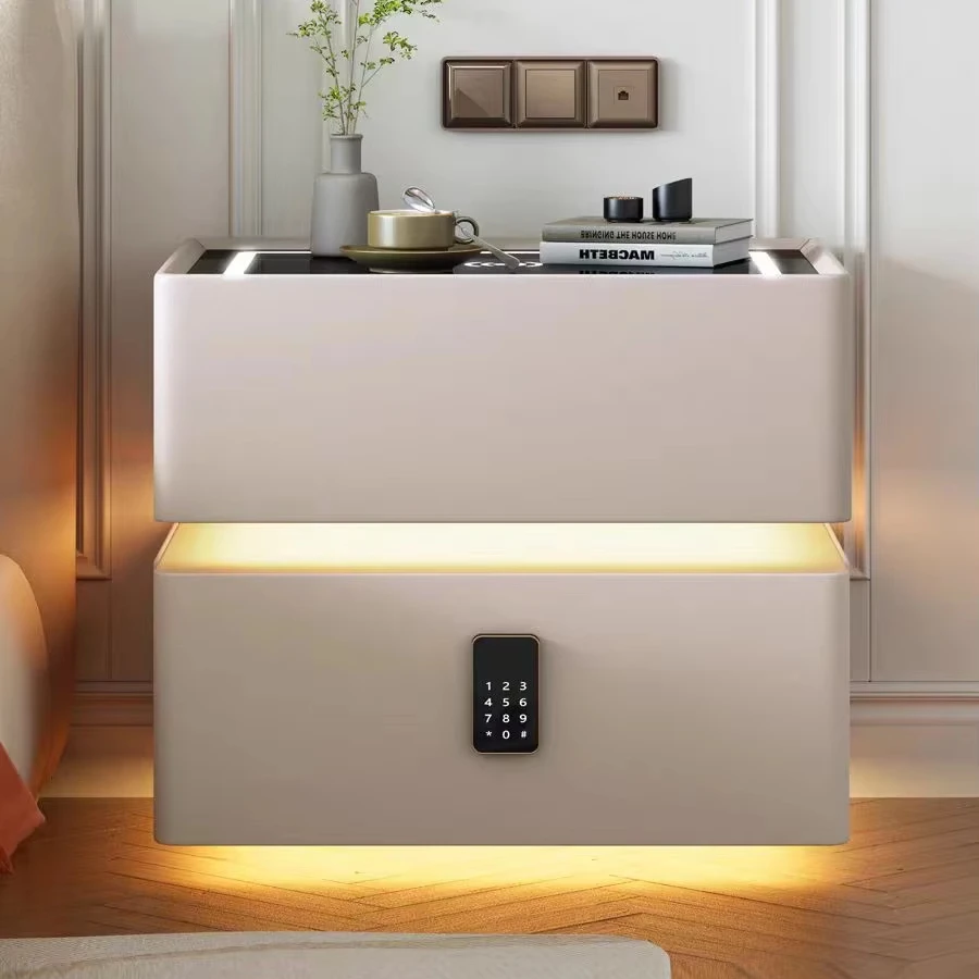 

%&2025 Luxury Simple Wood Wireless Charging Bedside Table Nightstand with Drawer Storage Factory Price