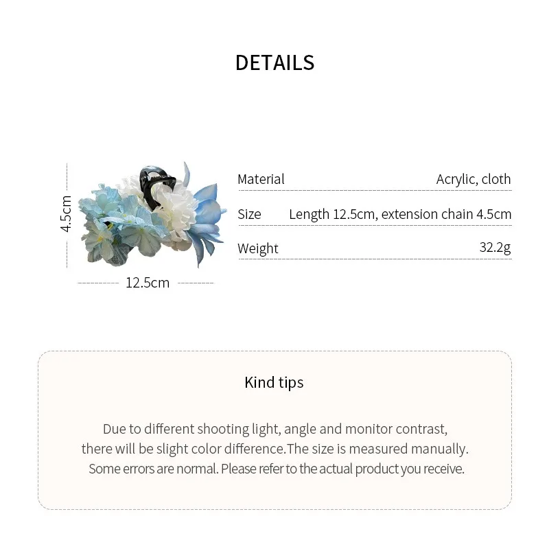 مشابك شعر على شكل زهرة من نسيج الجنية الفائقة للنساء، مشبك سمك القرش الحلو الملون، مشابك على الطراز الرعوي، إكسسوارات ساحرة #6