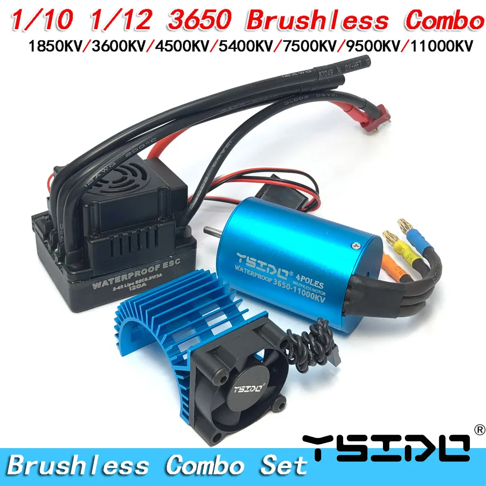 YSIDO 3650 3600KV 5400KV 9500KV Brushless Motor 60A 80A 120A ESC for 1/10 Traxxas HSP Tamiya Arrma RedCat RC Monster Truck Car