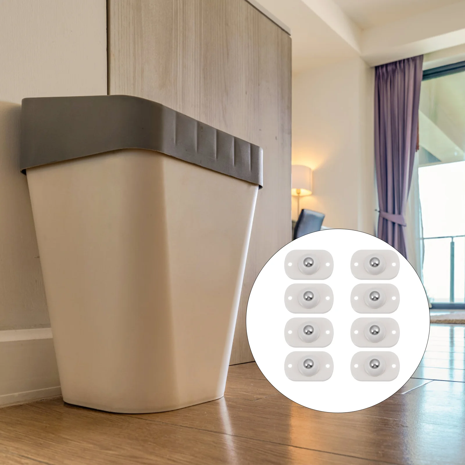 8 Pcs Adhesive Universal Wheel Sticky Storage Case Caster Garbage Can Rack Stainless Steel Pulleys