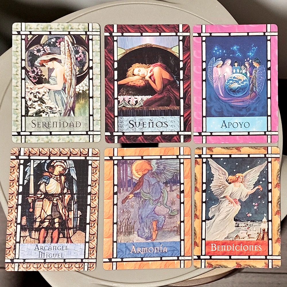 

10.5*7.5cm Healing with The Angels Oracle Deck in Spanish Language 44 Oracle Cards