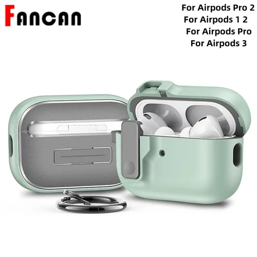 Funda de bloqueo seguro con interruptor automático para AirPods Pro, segunda y 1a generación, nueva funda protectora para Apple AirPods 4, funda con llavero