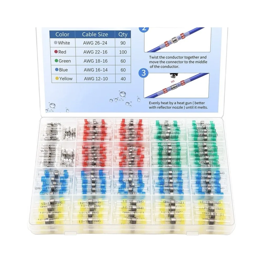 Heat Shrink Mating Connector Kit 350PCS for Waterproof Connections in Cars Boats Trailers and Portable Power Systems