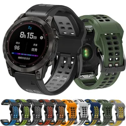 For Garmin Fenix 7 7X Strap Fenix 6 6X Pro 5X 5 Plus Quick Release Watchband 26mm 22mm Watch Band Double Color Silicone Bracelet