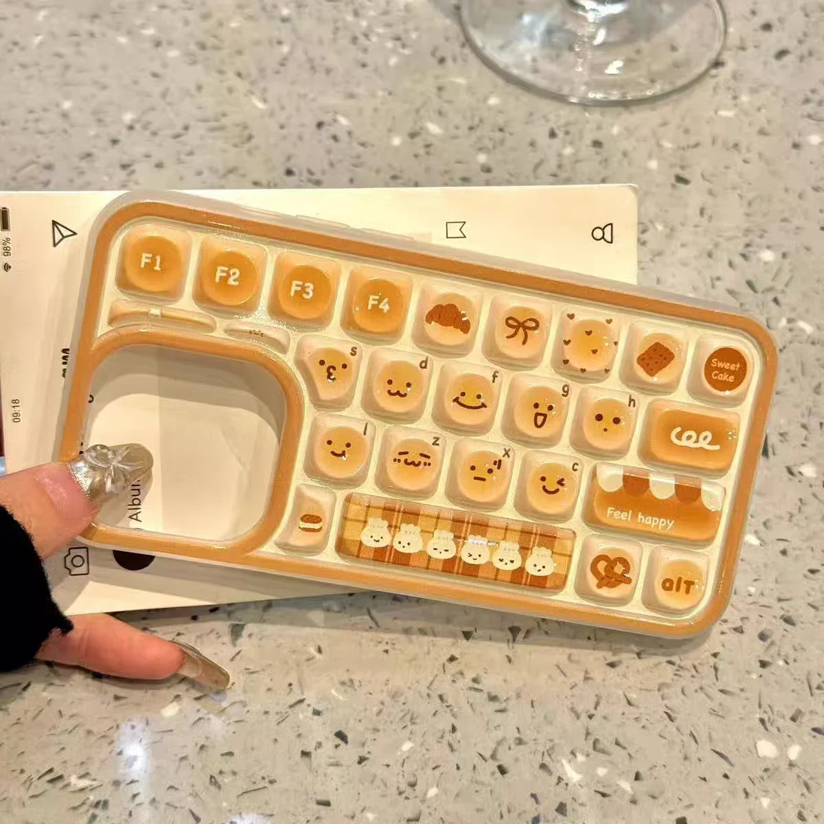 Compatible for Iphone 13 11 16 Case IPhone 16 11 14 12 15 13 Pro Max Cartoon Bread Lovely Kitten Cat Couple Keyboard Style Case
