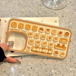 Compatible for Iphone 13 11 16 Case IPhone 16 11 14 12 15 13 Pro Max Cartoon Bread Lovely Kitten Cat Couple Keyboard Style Case